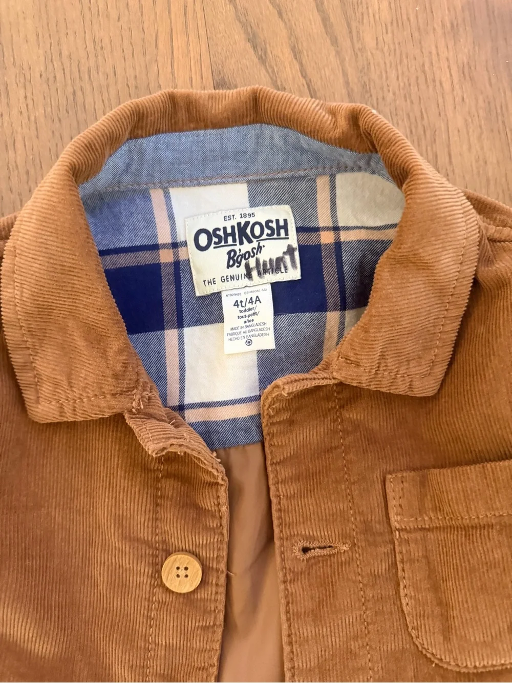 OshKosh B'gosh Rust Brown Corduroy Button-Up Jacket